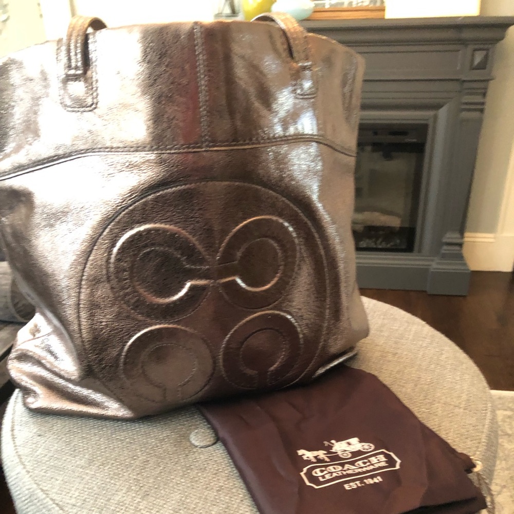 Coach Metallic Tote Bag
